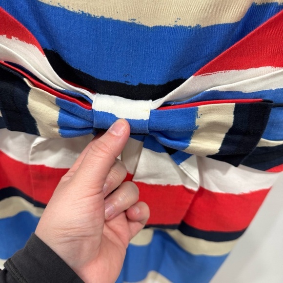 Kate Spade Jillian Stripe Sleeveless Dress Linen Cotton Bow Front Size 4 - Picture 4 of 8